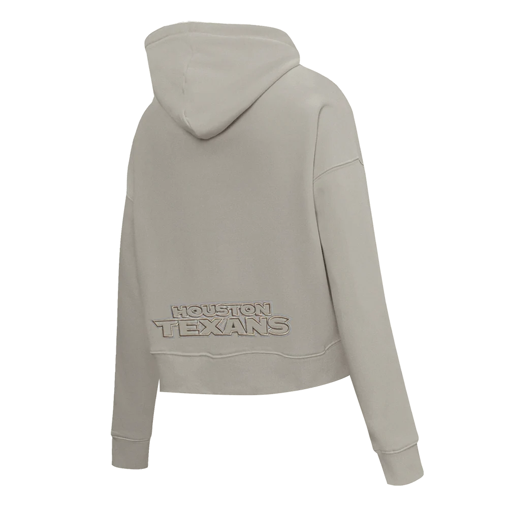 NFL HOUSTON TEXANS NEUTRAL WOMEN'S CROPPED PULLOVER HOODIE (EGGSHELL) - Image 24