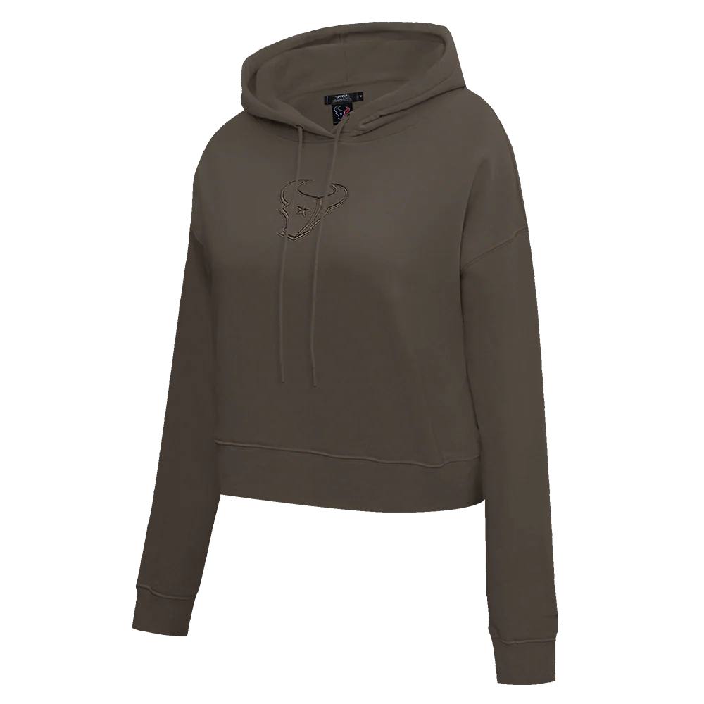 NFL HOUSTON TEXANS NEUTRAL WOMEN'S CROPPED PULLOVER HOODIE (EGGSHELL) - Image 6