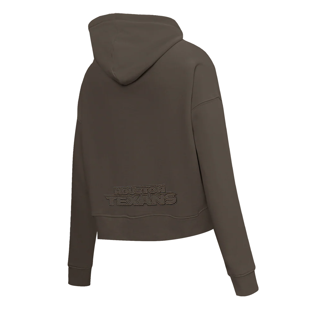 NFL HOUSTON TEXANS NEUTRAL WOMEN'S CROPPED PULLOVER HOODIE (EGGSHELL) - Image 8