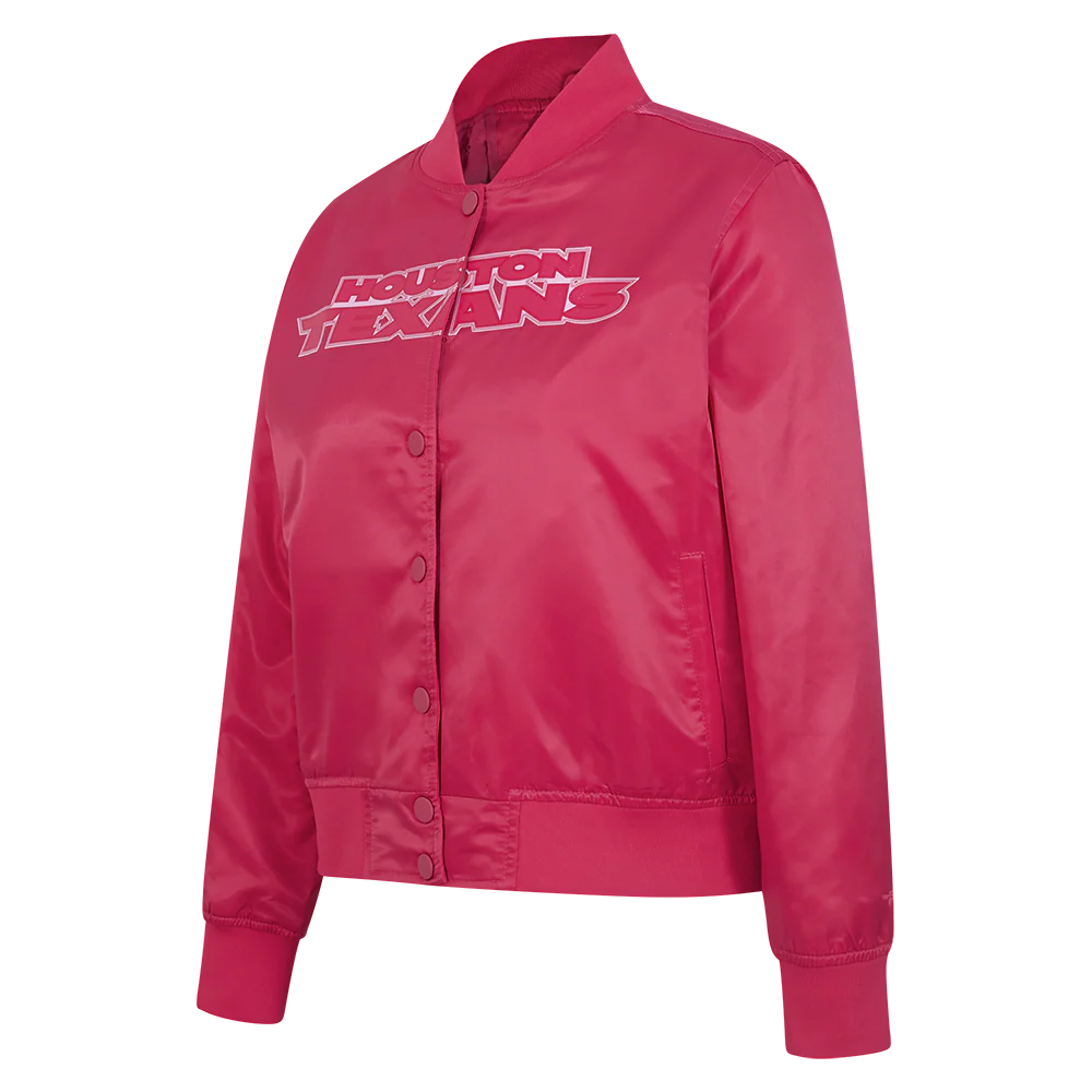NFL HOUSTON TEXANS CLASSIC TRIPLE PINK WOMEN'S SATIN JACKET (BEETROOT PURPLE) - Image 2