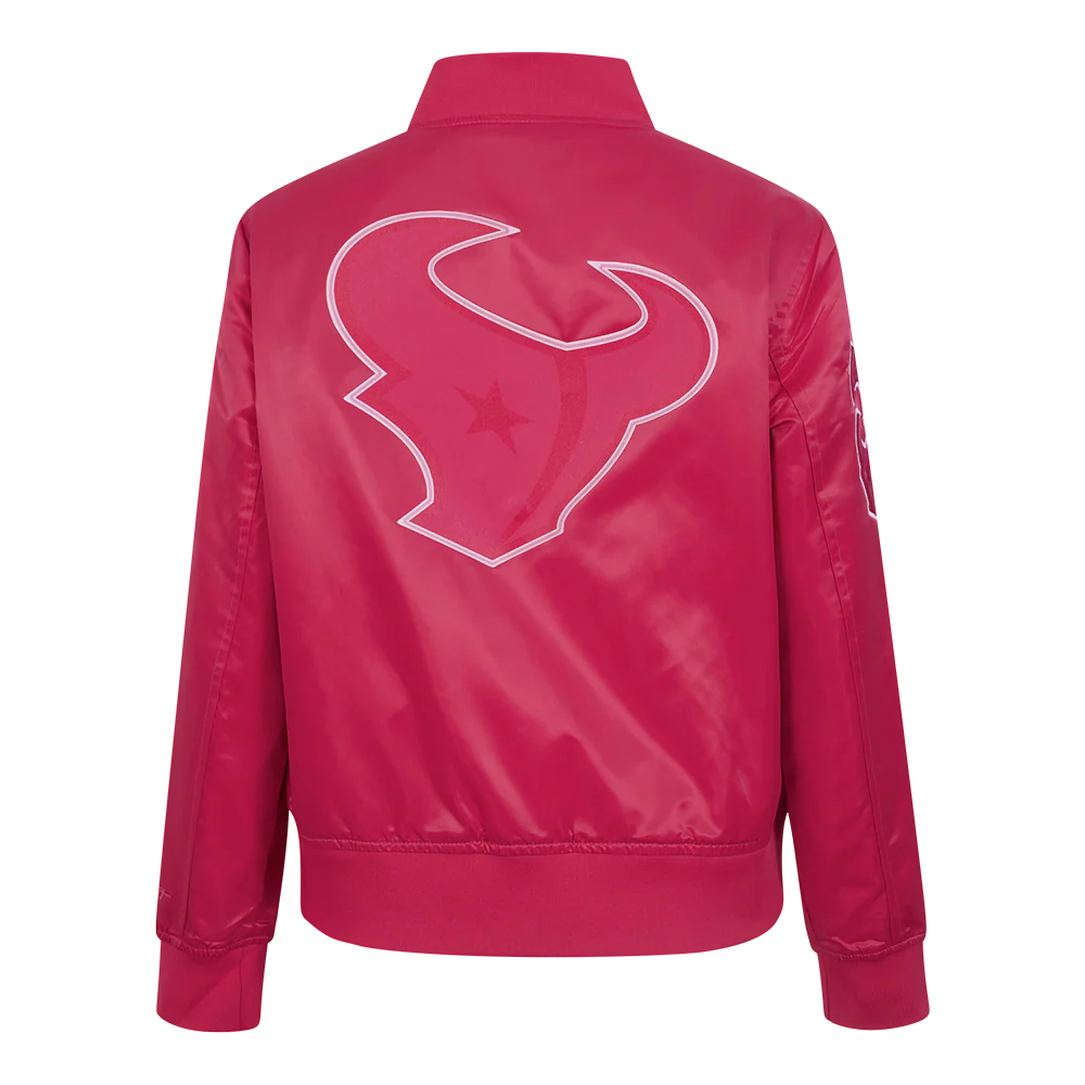NFL HOUSTON TEXANS CLASSIC TRIPLE PINK WOMEN'S SATIN JACKET (BEETROOT PURPLE) - Image 3