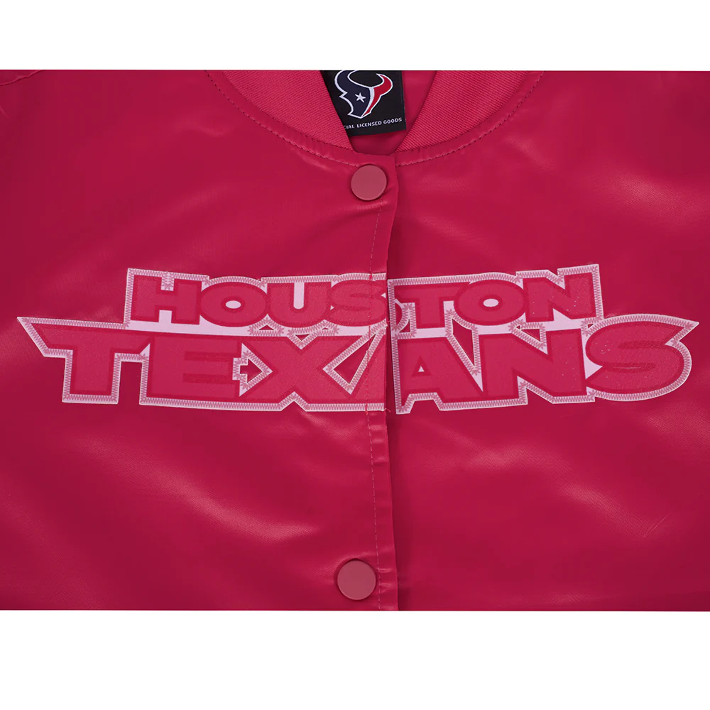 NFL HOUSTON TEXANS CLASSIC TRIPLE PINK WOMEN'S SATIN JACKET (BEETROOT PURPLE) - Image 5