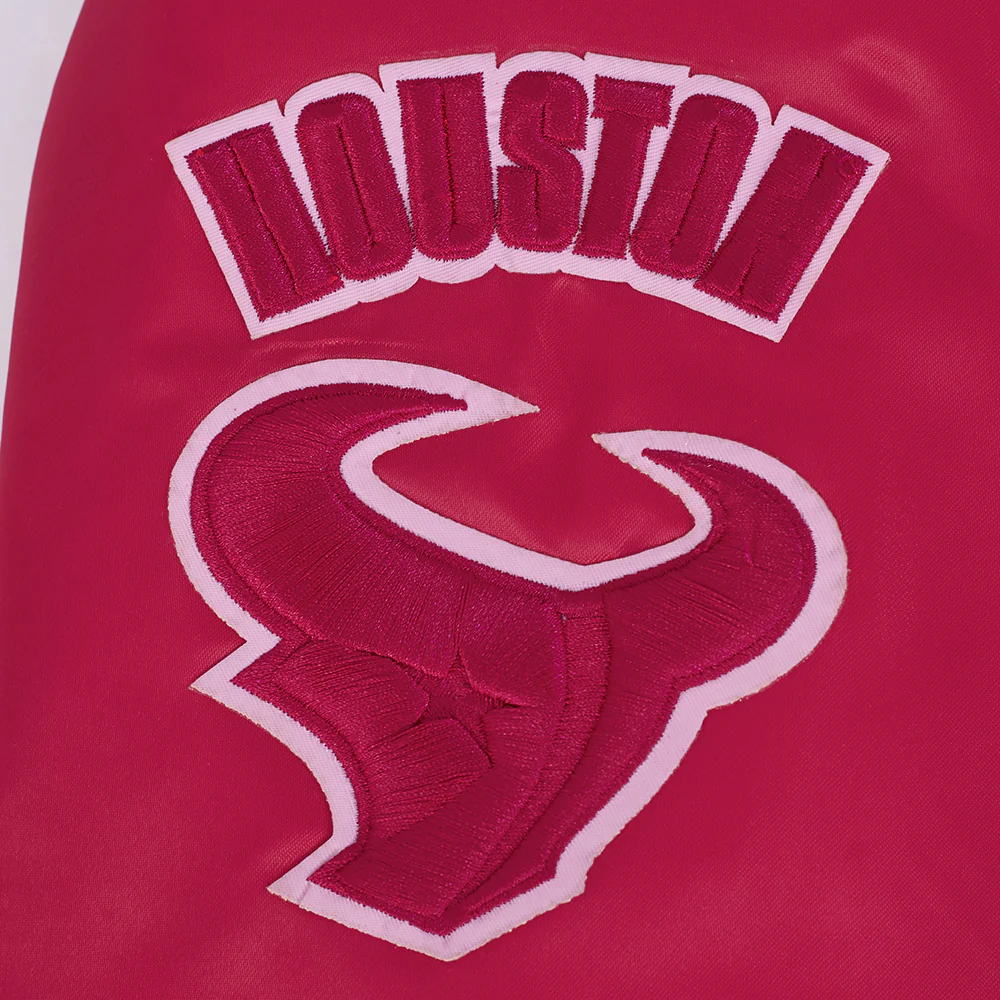 NFL HOUSTON TEXANS CLASSIC TRIPLE PINK WOMEN'S SATIN JACKET (BEETROOT PURPLE) - Image 6