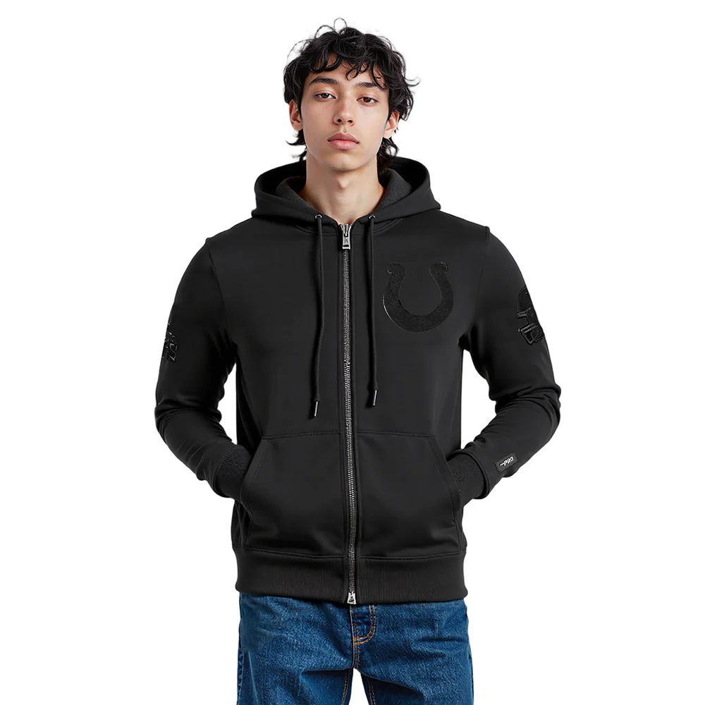 NFL INDIANAPOLIS COLTS TRIPLE BLACK MEN'S DK FZ HOODIE (TRIPLE BLACK) - Image 9