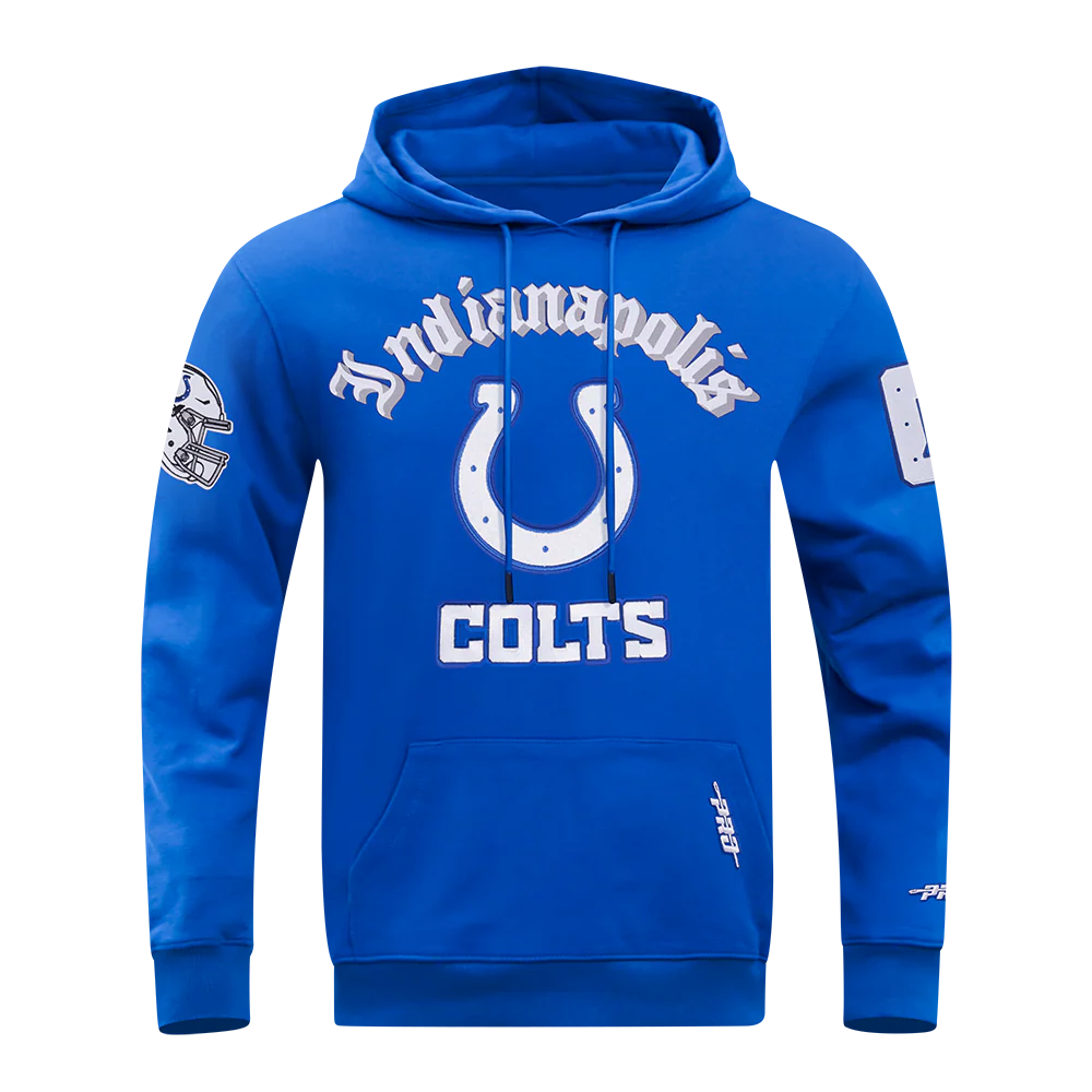 NFL INDIANAPOLIS COLTS OLD ENGLISH MEN'S PO HOODIE (ROYAL BLUE) - Image 3