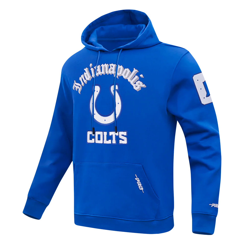 NFL INDIANAPOLIS COLTS OLD ENGLISH MEN'S PO HOODIE (ROYAL BLUE) - Image 5