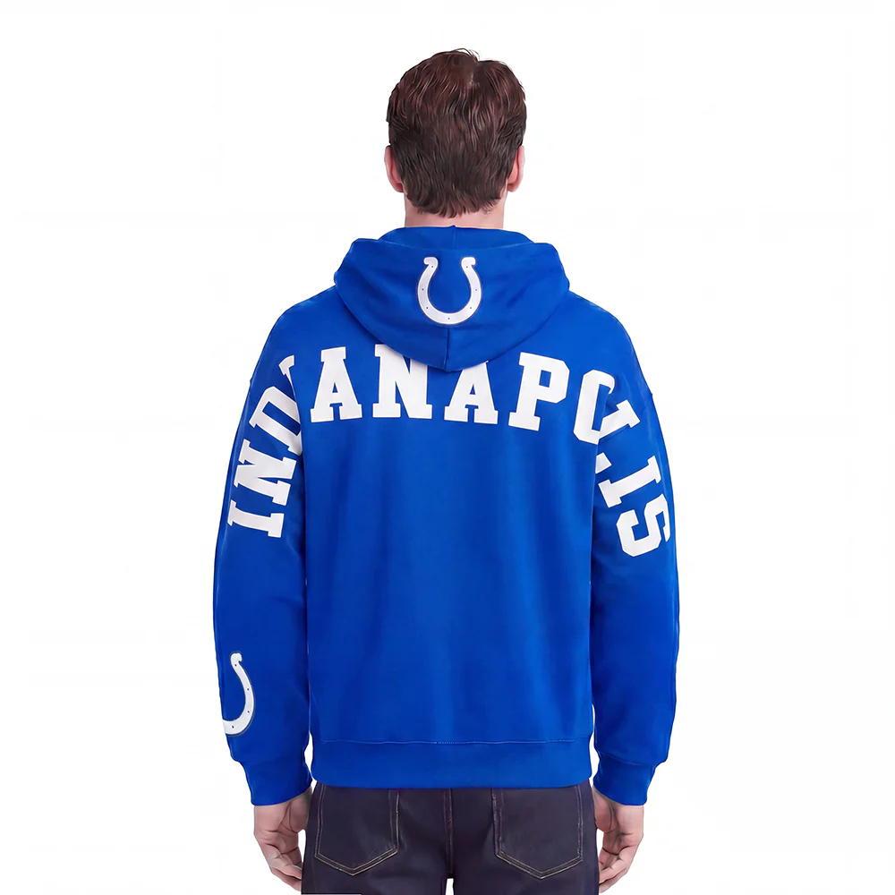 NFL INDIANAPOLIS COLTS WINGSPAN MEN'S DROP SHOULDER FLC PO HOODIE (ROYAL BLUE)