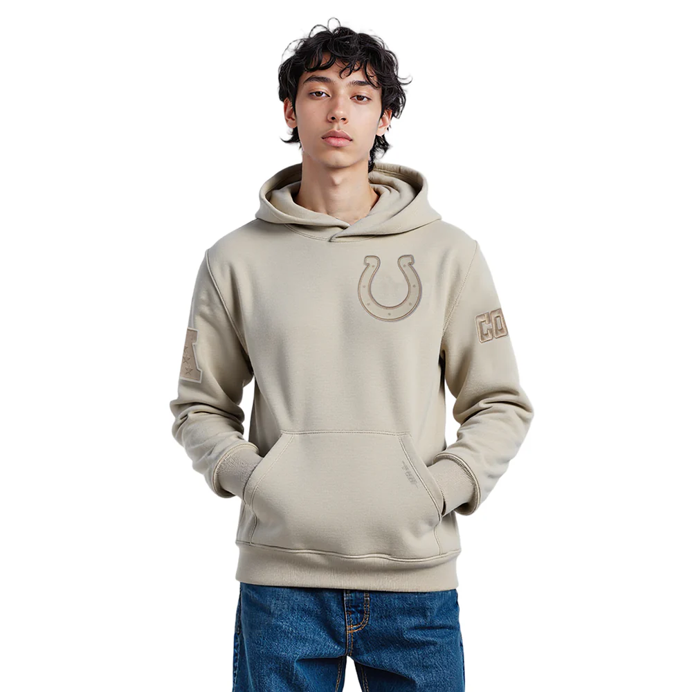NFL INDIANAPOLIS COLTS NEUTRAL MEN'S DROP SHOULDER FLC PO HOODIE (TAUPE)