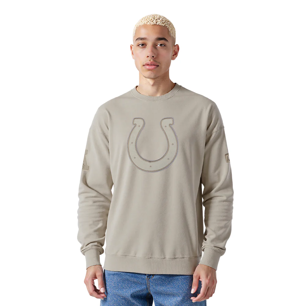 NFL INDIANAPOLIS COLTS NEUTRAL MEN'S DROP SHOULDER FLC CREWNECK (TAUPE) - Image 10