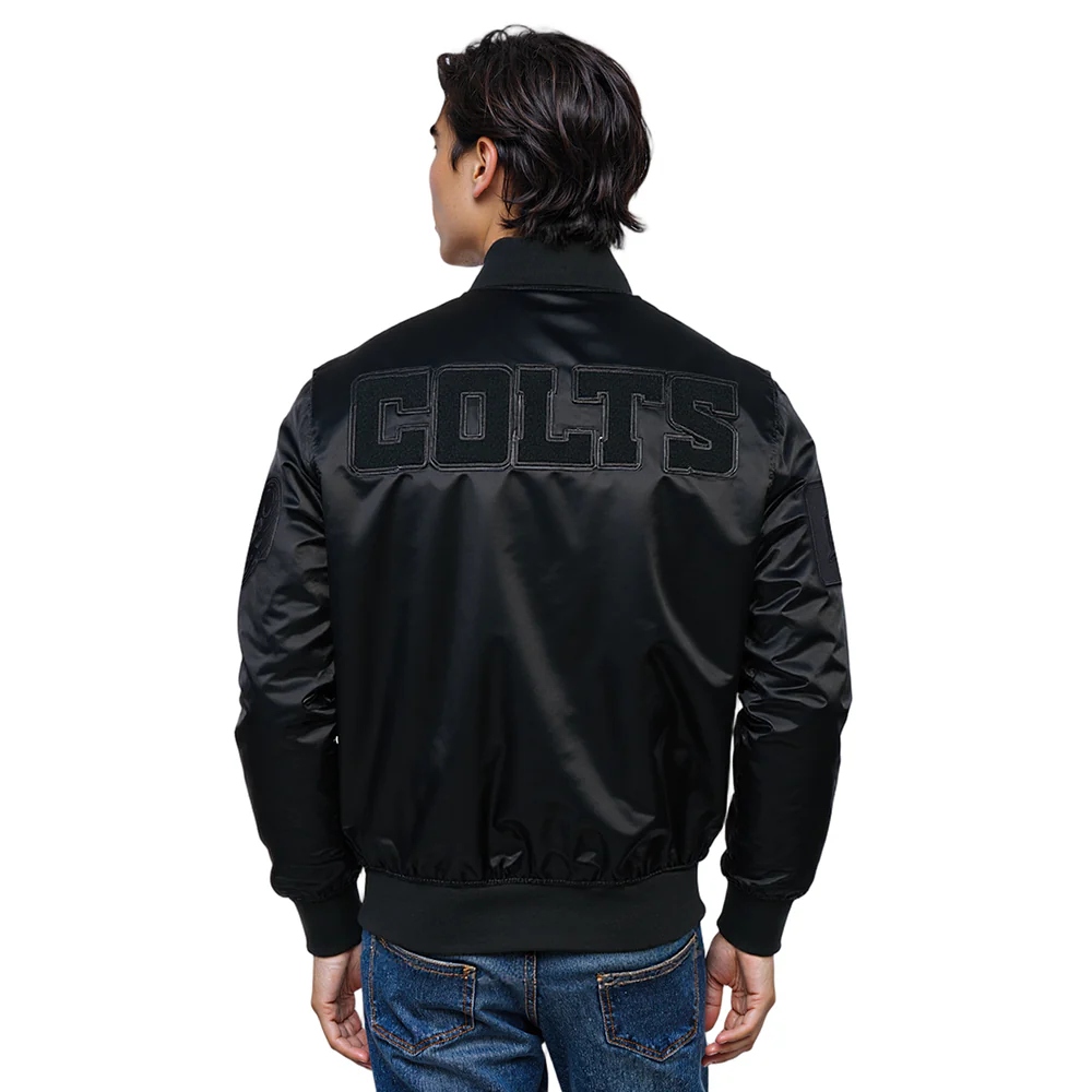 NFL INDIANAPOLIS COLTS TRIPLE BLACK SATIN JACKET (TRIPLE BLACK) - Image 10