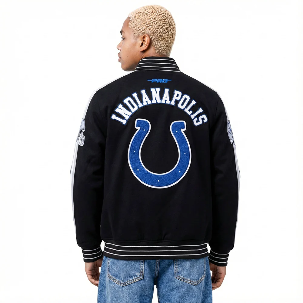 NFL INDIANAPOLIS COLTS PRO GAME DAY MEN'S DBL KNIT JACKET (BLACK/SILVER/WHITE) - Image 2