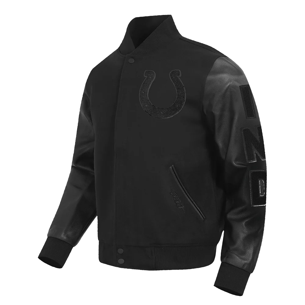 NFL INDIANAPOLIS COLTS TRIPLE BLACK MEN'S WOOL VARSITY JACKET (TRIPLE BLACK MEN'S) - Image 2