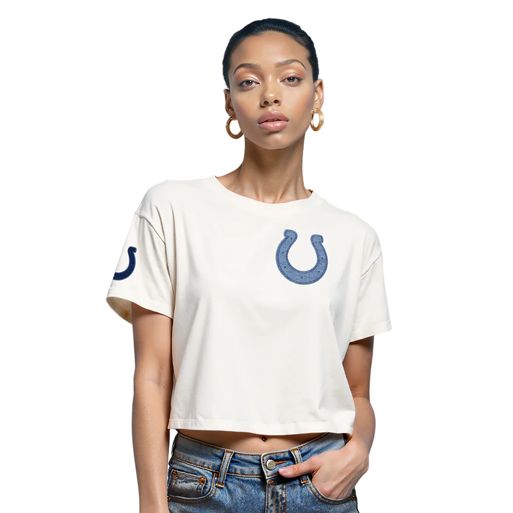 NFL INDIANAPOLIS COLTS VARSITY BLUES WOMEN'S SJ BOXY TEE (LINEN)