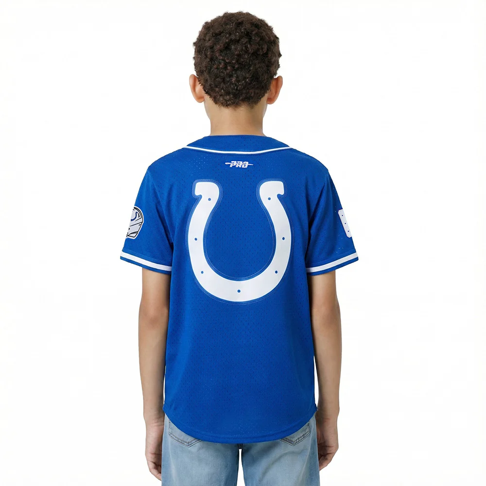 NFL INDIANAPOLIS COLTS CLASSIC BIG BOY'S MESH BUTTON DOWN SHIRT (ROYAL BLUE) - Image 2