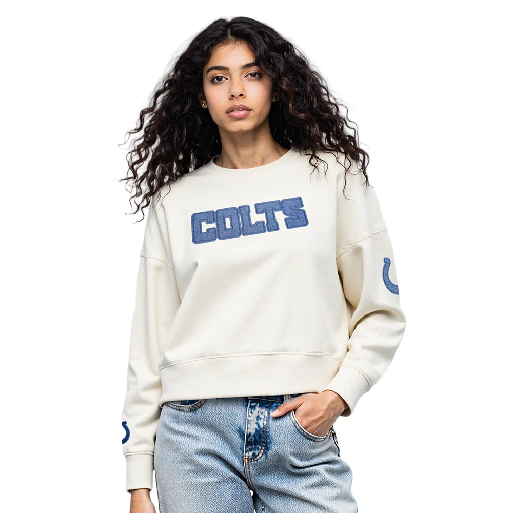 NFL INDIANAPOLIS COLTS VARSITY BLUES WOMEN'S FLC CREWNECK (LINEN) - Image 10