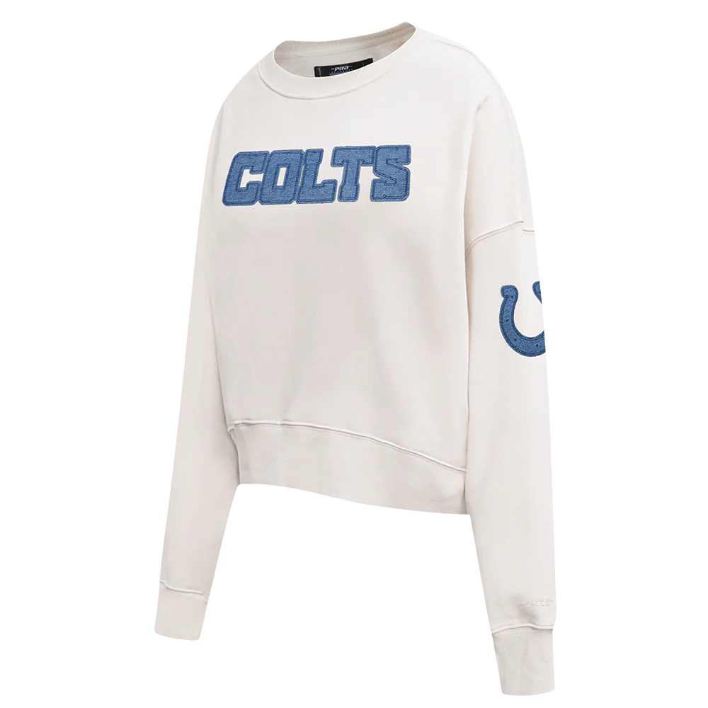 NFL INDIANAPOLIS COLTS VARSITY BLUES WOMEN'S FLC CREWNECK (LINEN) - Image 5