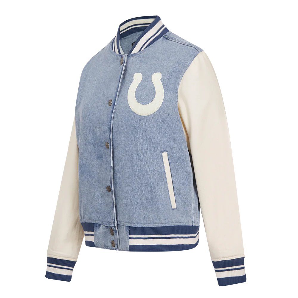NFL INDIANAPOLIS COLTS VARSITY BLUES WOMEN'S DENIM VARSITY JACKET (DENIM/LINEN) - Image 5