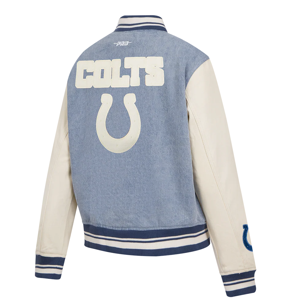 NFL INDIANAPOLIS COLTS VARSITY BLUES WOMEN'S DENIM VARSITY JACKET (DENIM/LINEN) - Image 6