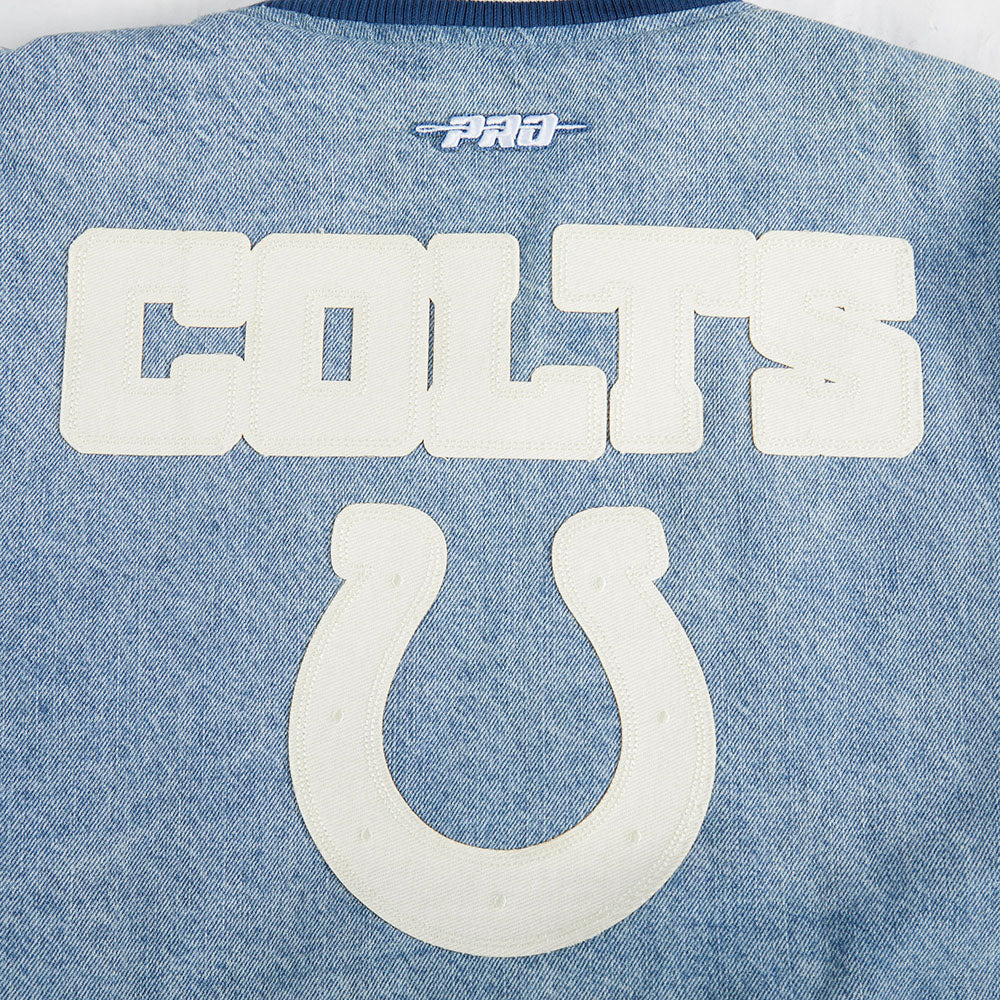 NFL INDIANAPOLIS COLTS VARSITY BLUES WOMEN'S DENIM VARSITY JACKET (DENIM/LINEN) - Image 8