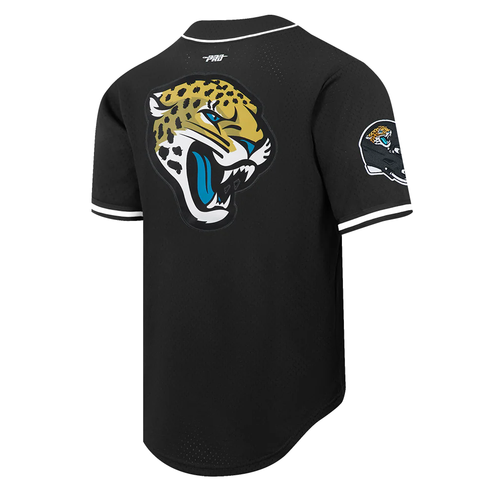 NFL JACKSONVILLE JAGUARS SCRIPT TAIL MEN'S MESH BUTTON DOWN SHIRT (BLACK) - Image 4