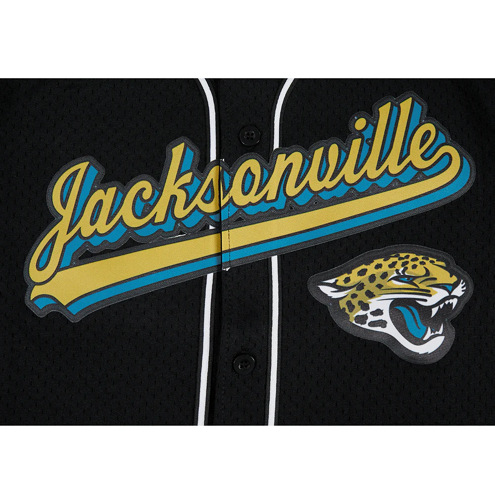 NFL JACKSONVILLE JAGUARS SCRIPT TAIL MEN'S MESH BUTTON DOWN SHIRT (BLACK) - Image 7