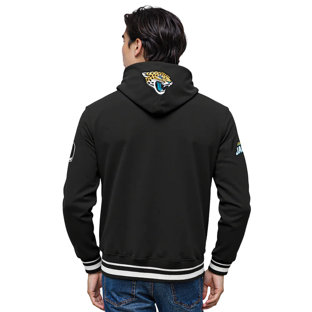 NFL JACKSONVILLE JAGUARS SCRIPT TAIL MEN'S RIB FLC PO HOODIE (BLACK) - Image 2