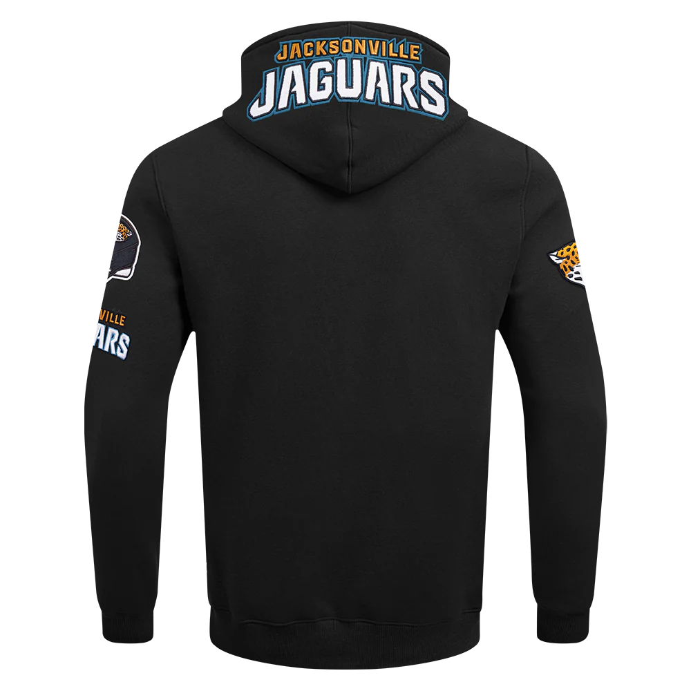 NFL JACKSONVILLE JAGUARS CLASSIC CHENILLE MEN'S DOUBLE KNIT PULLOVER HOODIE (BLACK) - Image 3