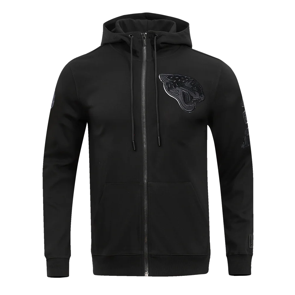 NFL JACKSONVILLE JAGUARS TRIPLE BLACK MEN'S DK FZ HOODIE (TRIPLE BLACK)