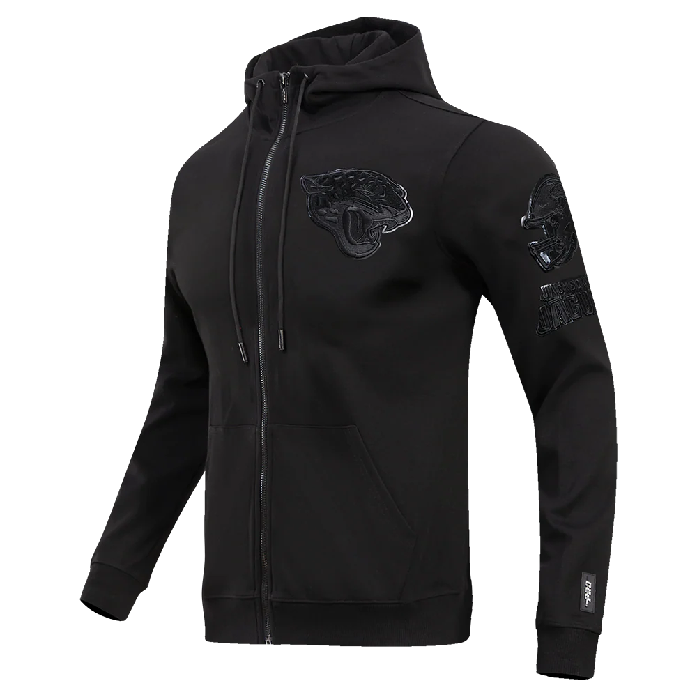 NFL JACKSONVILLE JAGUARS TRIPLE BLACK MEN'S DK FZ HOODIE (TRIPLE BLACK) - Image 2