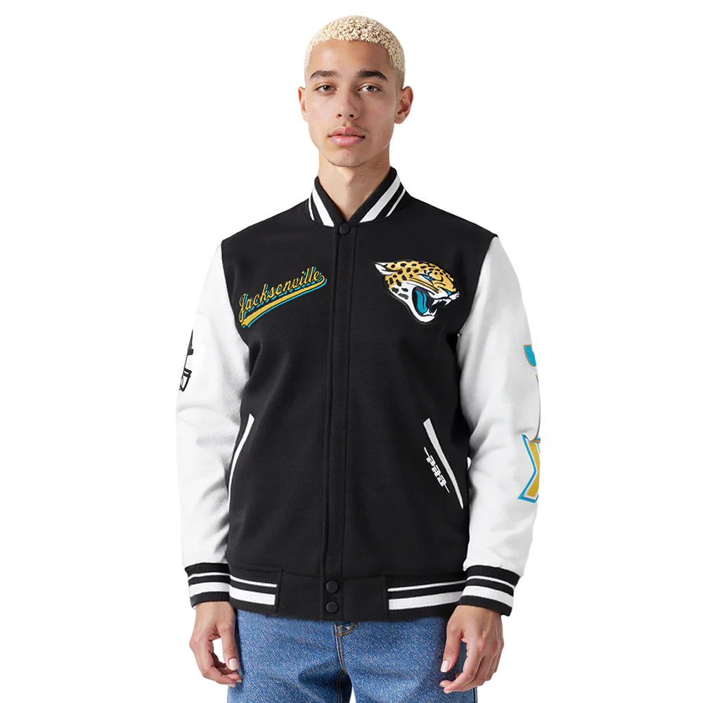NFL JACKSONVILLE JAGUARS SCRIPT TAIL MEN'S RIB WOOL VARSITY (BLACK/WHITE)
