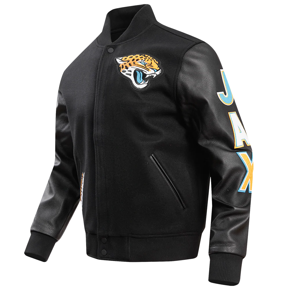 NFL JACKSONVILLE JAGUARS CLASSIC MEN'S WOOL VARSITY JACKET (BLACK) - Image 2