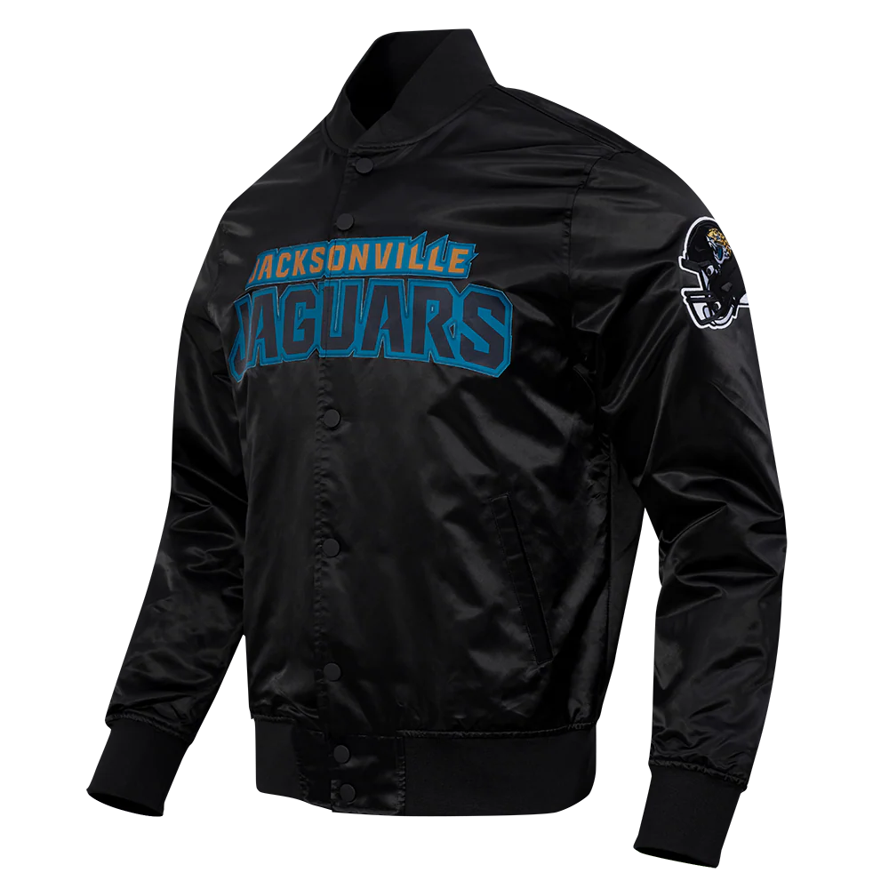 NFL JACKSONVILLE JAGUARS BIG LOGO MEN'S SATIN JACKET (BLACK) - Image 11