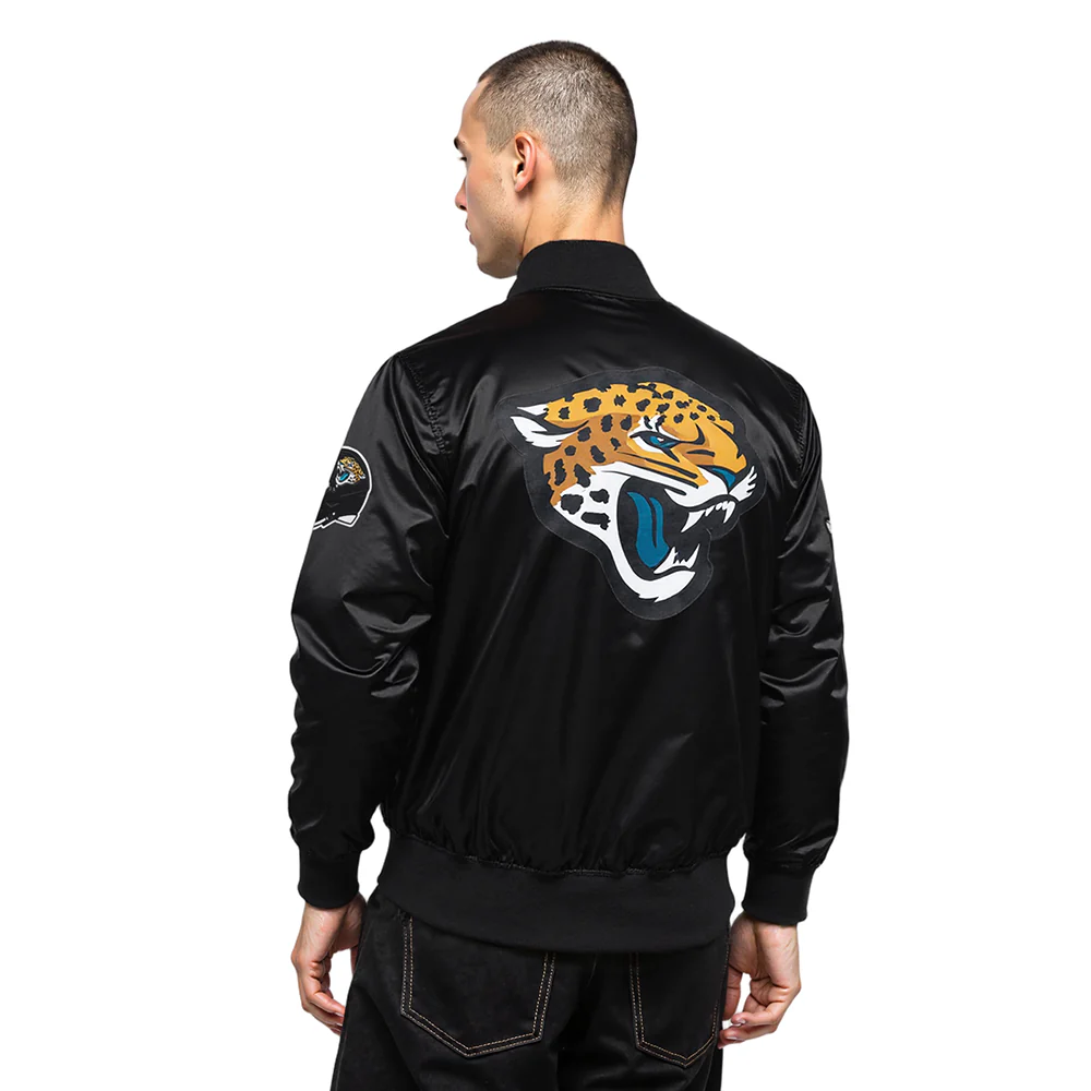 NFL JACKSONVILLE JAGUARS BIG LOGO MEN'S SATIN JACKET (BLACK) - Image 2