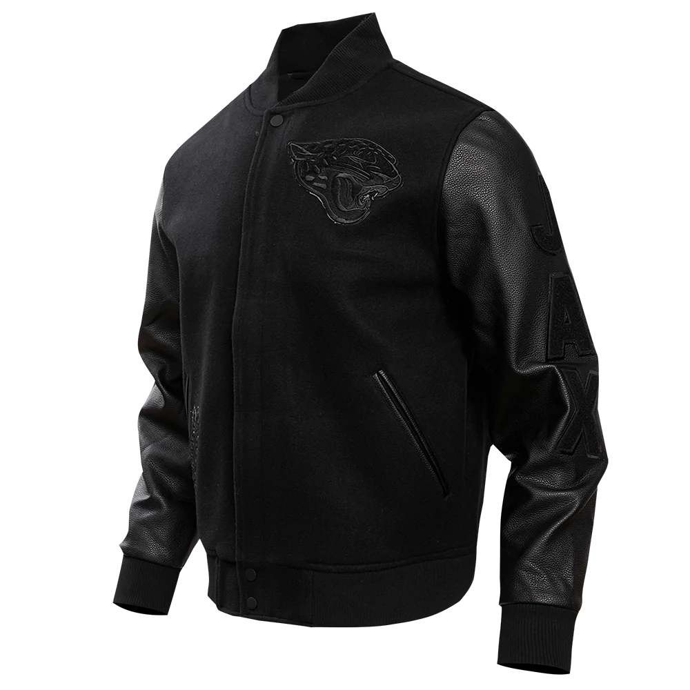 NFL JACKSONVILLE JAGUARS TRIPLE BLACK MEN'S WOOL VARSITY JACKET (TRIPLE BLACK MEN'S) - Image 2