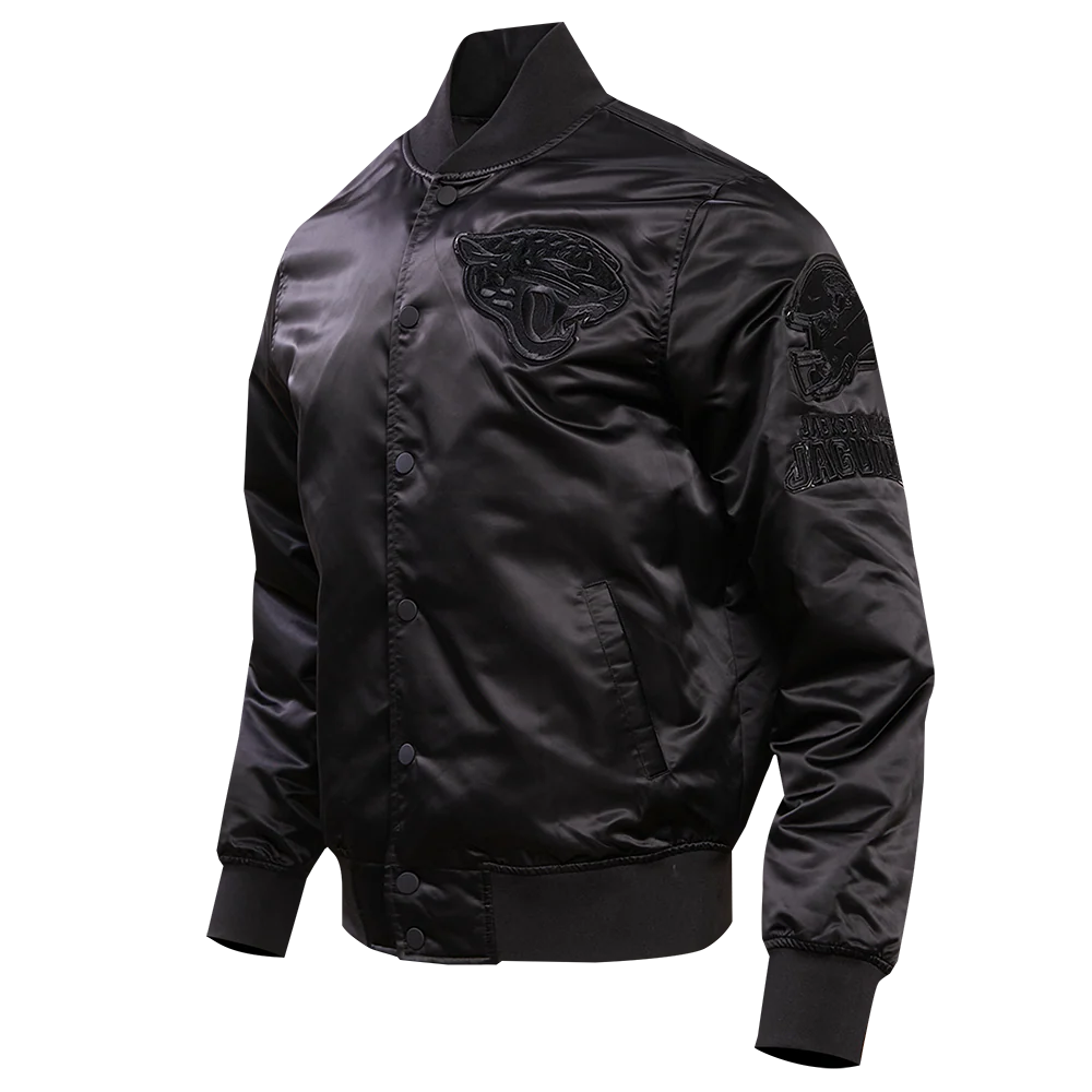 NFL JACKSONVILLE JAGUARS TRIPLE BLACK SATIN JACKET (TRIPLE BLACK) - Image 2