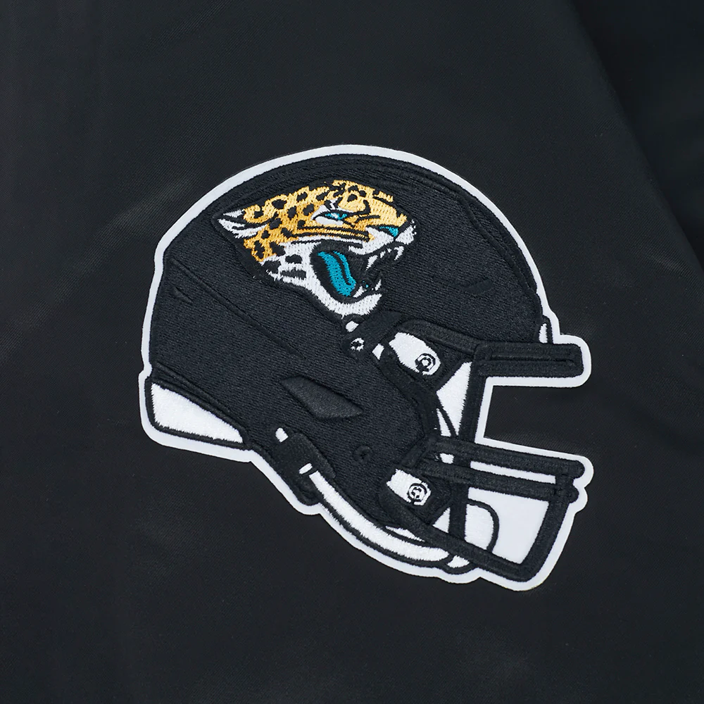 NFL JACKSONVILLE JAGUARS OLD ENGLISH MEN'S RIB SATIN JACKET (BLACK) - Image 9