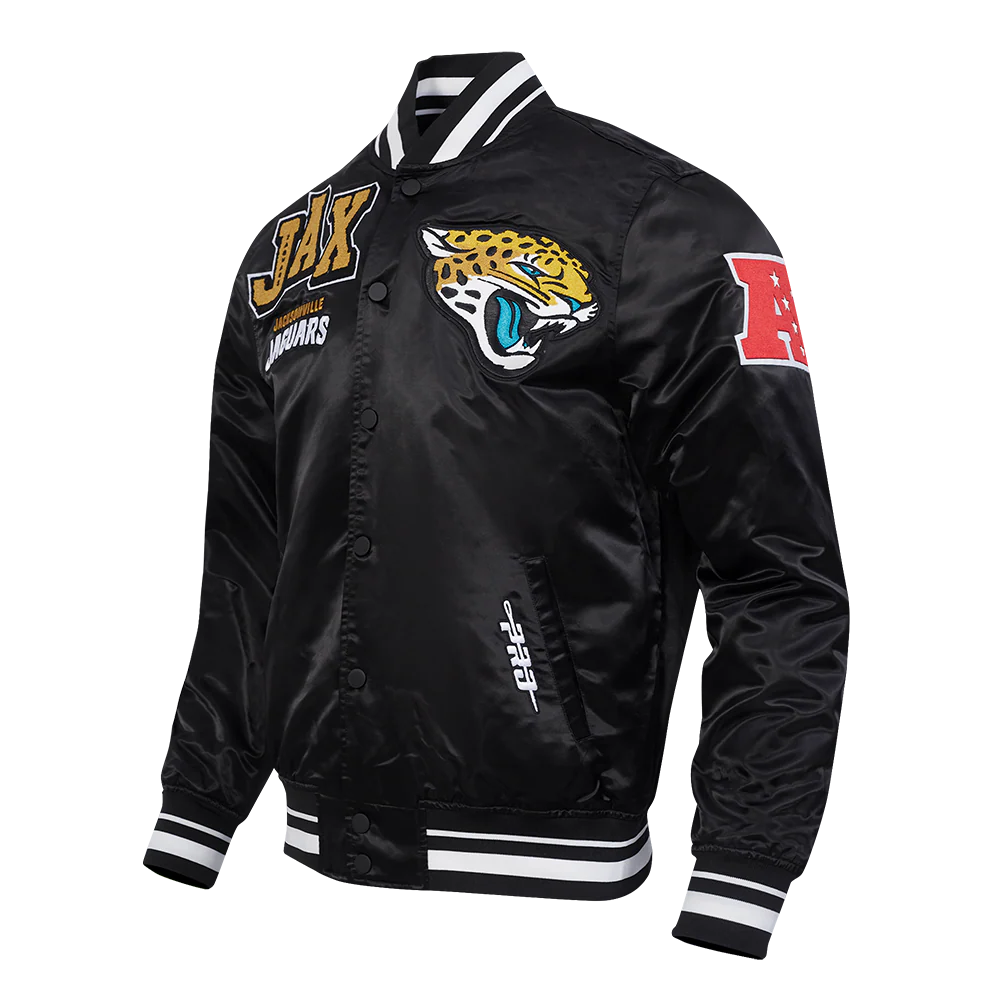 NFL JACKSONVILLE JAGUARS MASHUP MEN'S RIB SATIN JACKET (BLACK) - Image 11