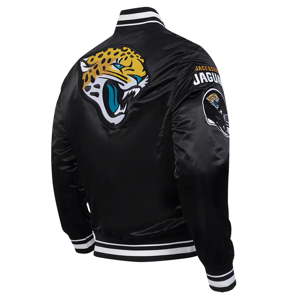 NFL JACKSONVILLE JAGUARS MASHUP MEN'S RIB SATIN JACKET (BLACK) - Image 12