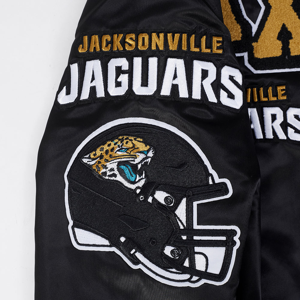 NFL JACKSONVILLE JAGUARS MASHUP MEN'S RIB SATIN JACKET (BLACK) - Image 13
