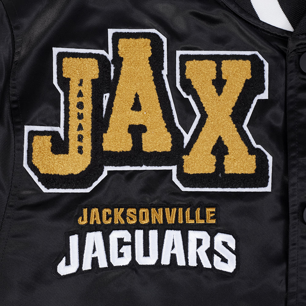 NFL JACKSONVILLE JAGUARS MASHUP MEN'S RIB SATIN JACKET (BLACK) - Image 14