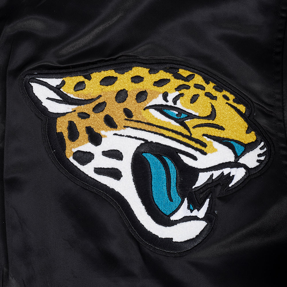 NFL JACKSONVILLE JAGUARS MASHUP MEN'S RIB SATIN JACKET (BLACK) - Image 15