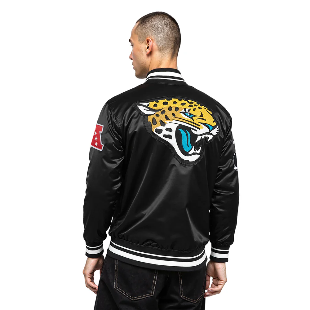 NFL JACKSONVILLE JAGUARS MASHUP MEN'S RIB SATIN JACKET (BLACK) - Image 2