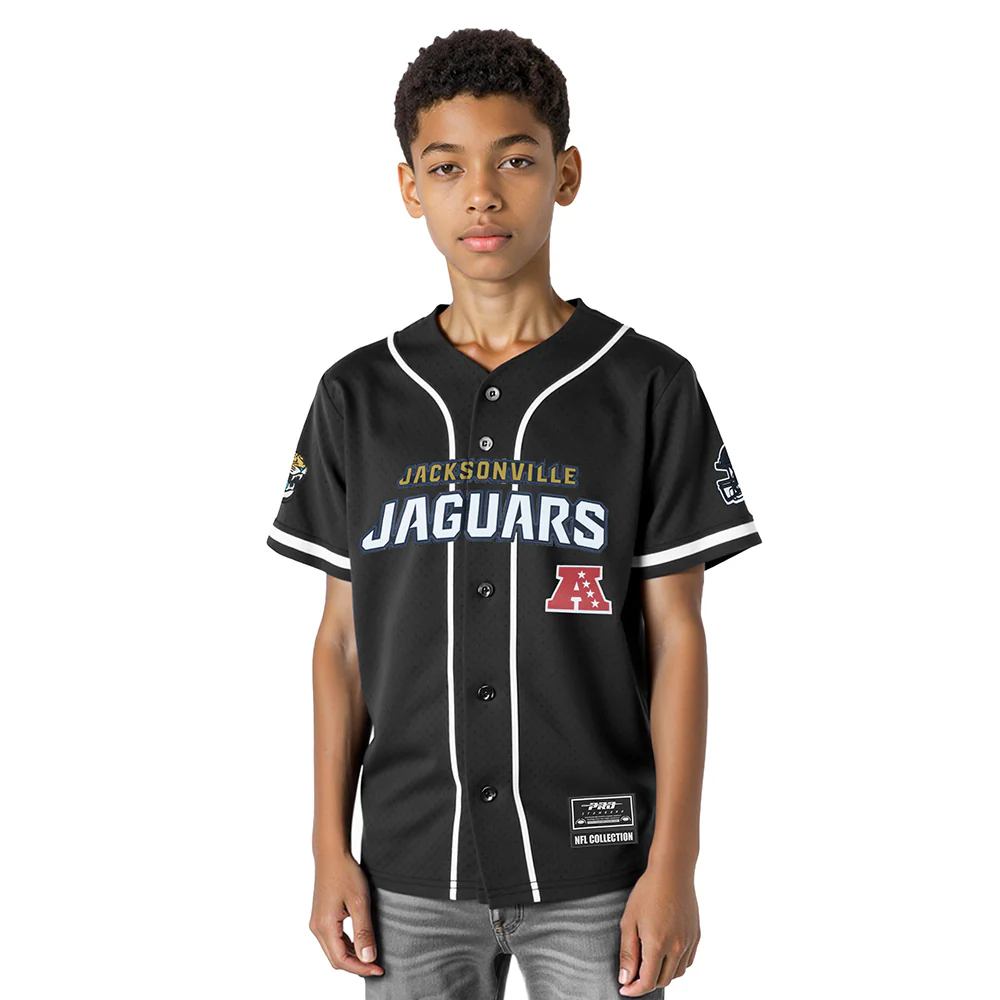 NFL JACKSONVILLE JAGUARS CLASSIC BIG BOY'S MESH BUTTON DOWN SHIRT (BLACK)