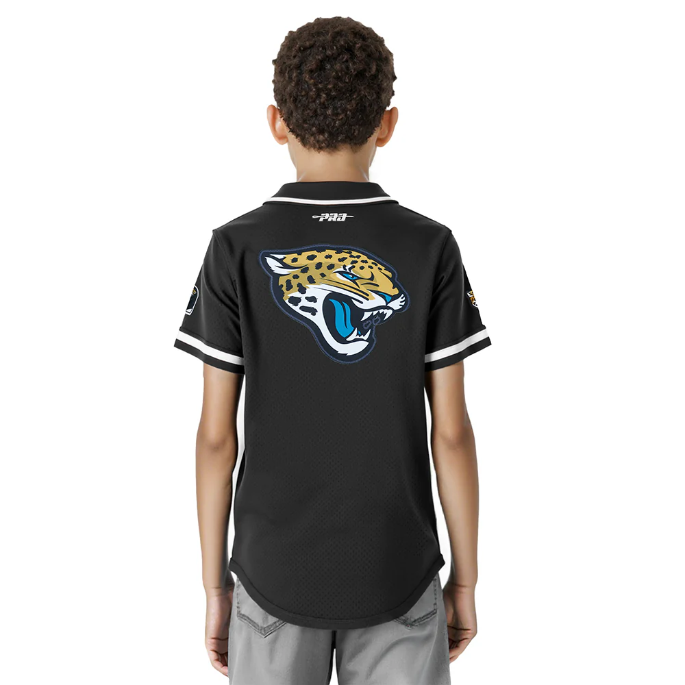 NFL JACKSONVILLE JAGUARS CLASSIC BIG BOY'S MESH BUTTON DOWN SHIRT (BLACK) - Image 2