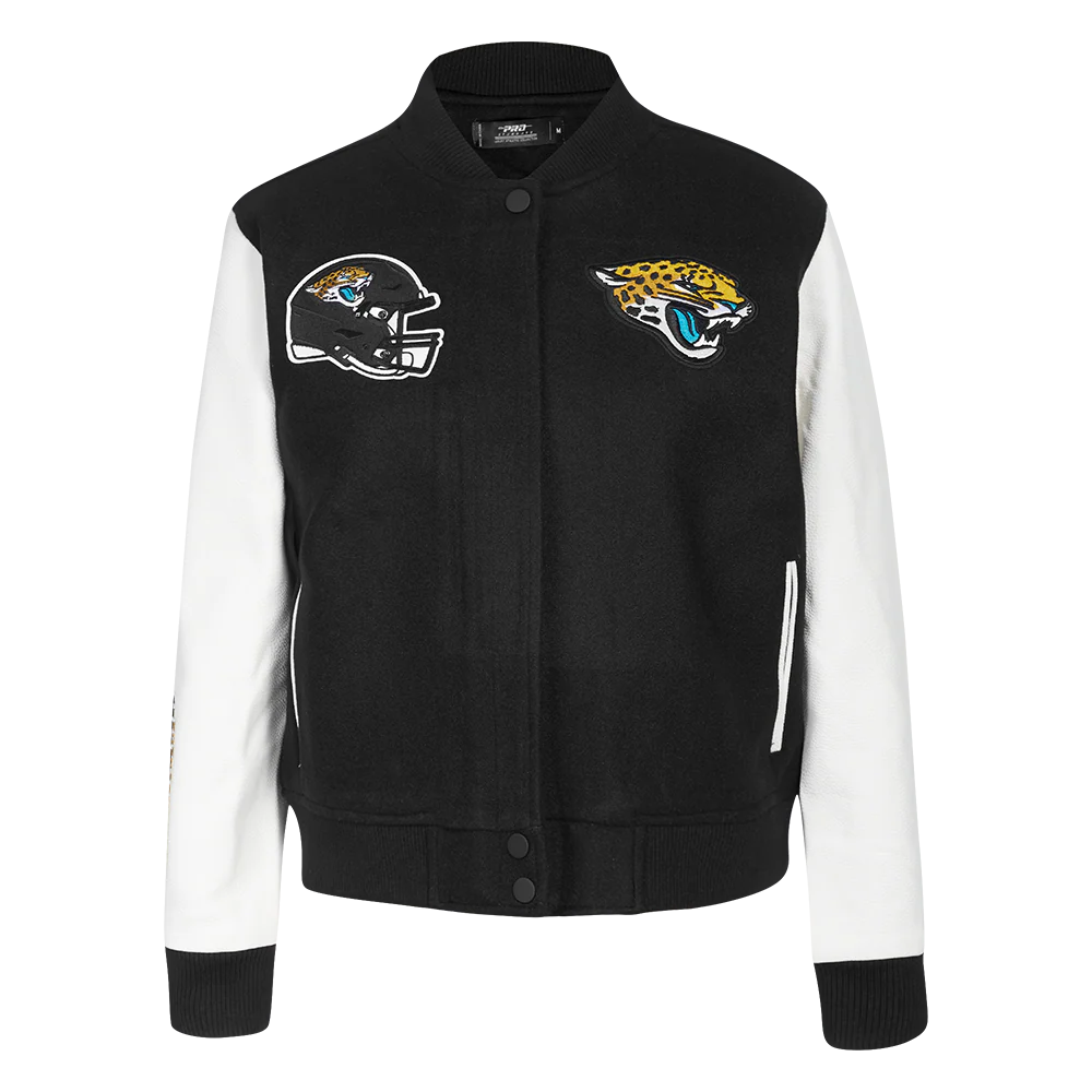 NFL JACKSONVILLE JAGUARS CLASSIC WOMEN'S WOOL VARSITY JACKET (BLACK/WHITE)