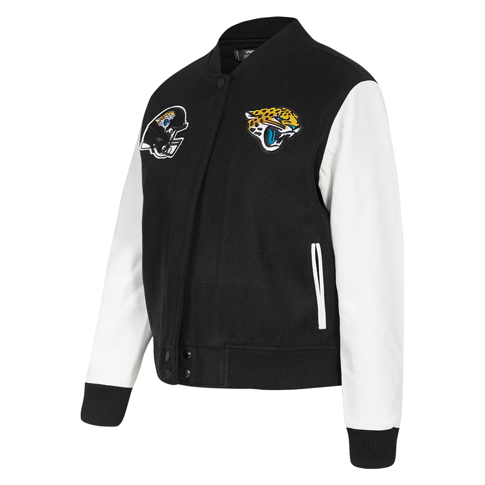 NFL JACKSONVILLE JAGUARS CLASSIC WOMEN'S WOOL VARSITY JACKET (BLACK/WHITE) - Image 2