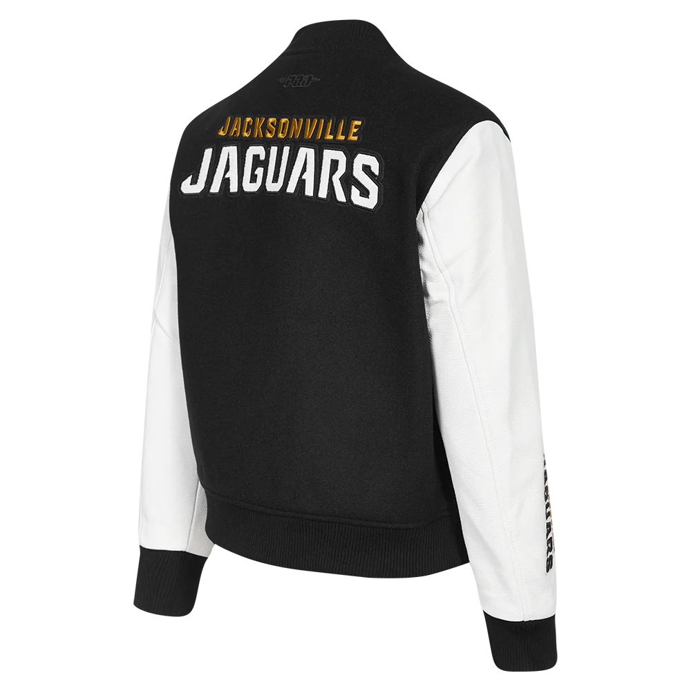 NFL JACKSONVILLE JAGUARS CLASSIC WOMEN'S WOOL VARSITY JACKET (BLACK/WHITE) - Image 4
