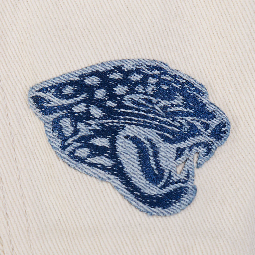 NFL JACKSONVILLE JAGUARS VARSITY BLUES WOMEN'S DENIM VARSITY JACKET (DENIM/LINEN) - Image 7