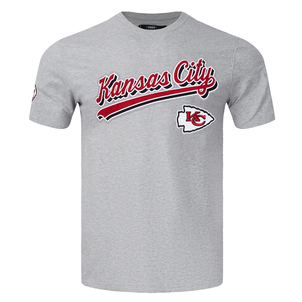 NFL KANSAS CITY CHIEFS SCRIPT TAIL MEN'S TEE (HEATHER GREY)