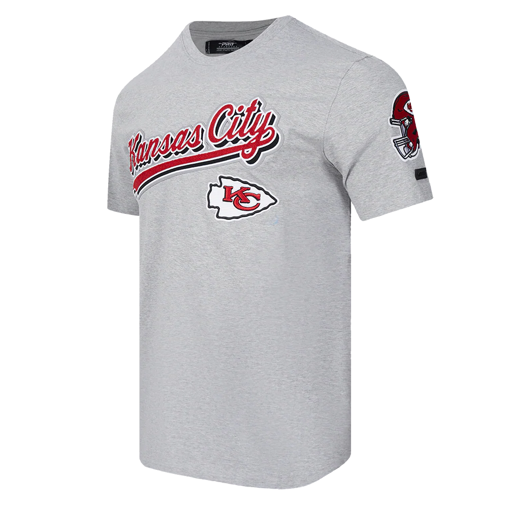 NFL KANSAS CITY CHIEFS SCRIPT TAIL MEN'S TEE (HEATHER GREY) - Image 2